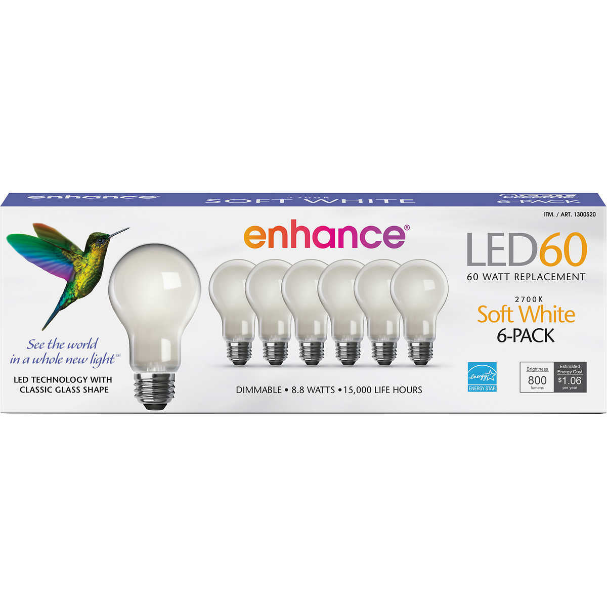 Feit Electric Enhance 60 Watt Soft White LED Replacement Bulbs, 6 ct